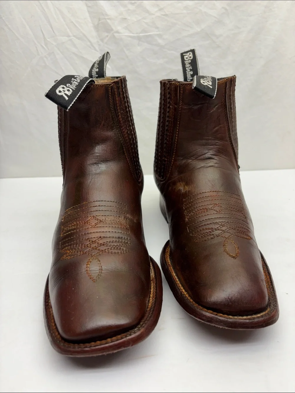Rock Men's Brown Leather Western Ankle Boots, SZ 9